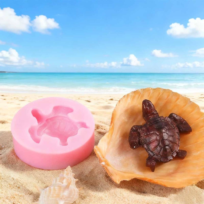 KuuGuu 6 PACK Sea Turtle Silicone Molds 3D Turtle Candy Fondant Mold Tortoise Chocolate Making Mould Cute Marine Animals Mold for Desserts DIY Baking Candy Cake Muffin Bread Decoration Tools ï¼ˆPinkï¼‰ - Image 3